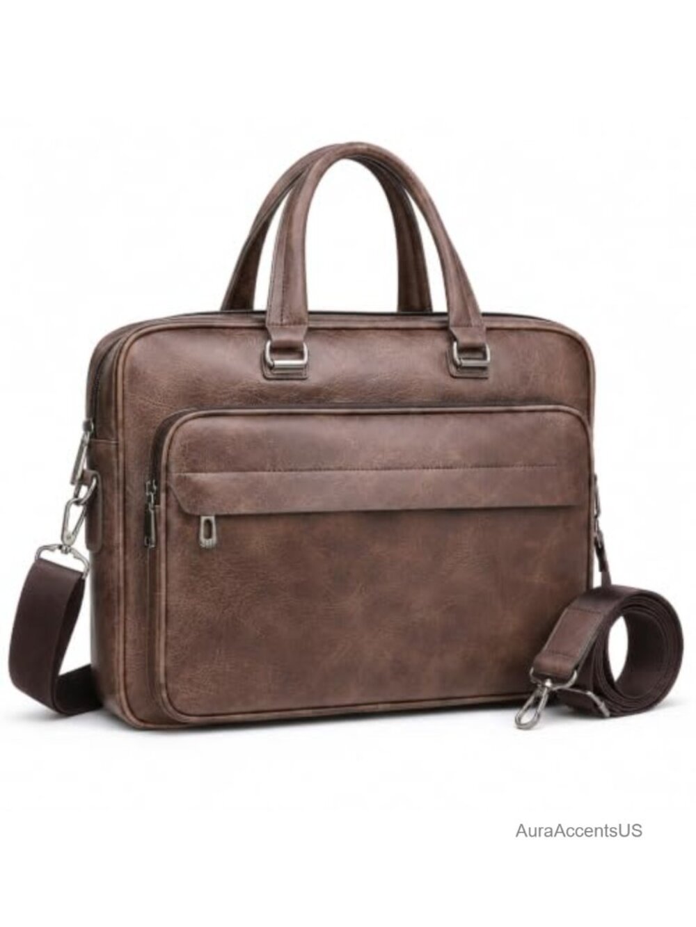 Leather Laptop Briefcase 15.6 Inch Messenger Crossbody Computer Satchel